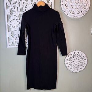 Saint + Sofia Black Long Sleeve Dress Mock Neck Size 12 Pocket